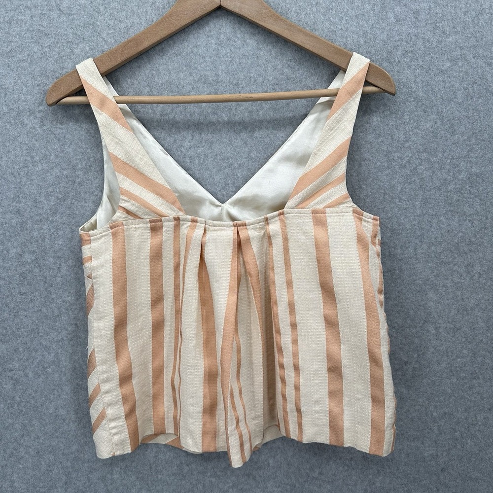 Anthropologie HD In Paris Linen Blend Tank Top Peach Cream Crop Elegant Size 2 - Picture 3 of 9